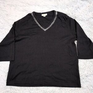 Tia Shirt Womens XL Black Blouse Evening Comfort Casual Preppy Sparkly Soft